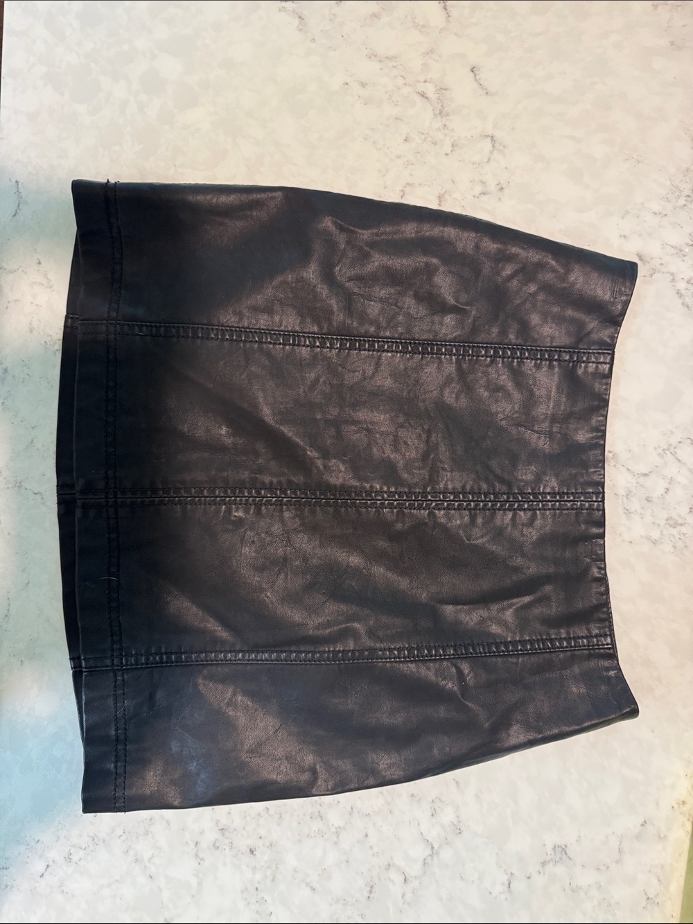 Free People Black Faux Leather Paneled Mini Skirt - Picture 2 of 4
